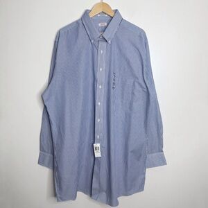 NWT Izod Men's Wrinkle Free Quick Dry Button Down Shirt Blue Stripe 18 1/2 35/36